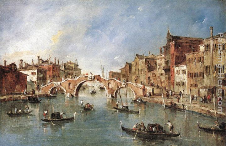 The Three-Arched Bridge at Cannaregio painting - Francesco Guardi The Three-Arched Bridge at Cannaregio art painting